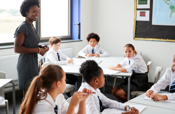 teacher and students in a lesson