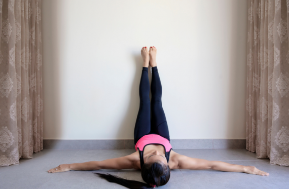 yoga pose of feet up the wall