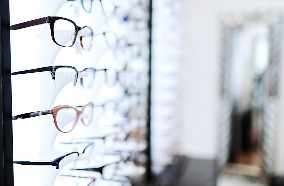 glasses on a rack