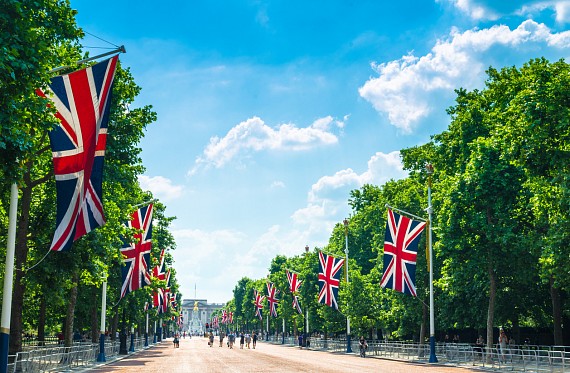 The Mall With Union Jack Flags