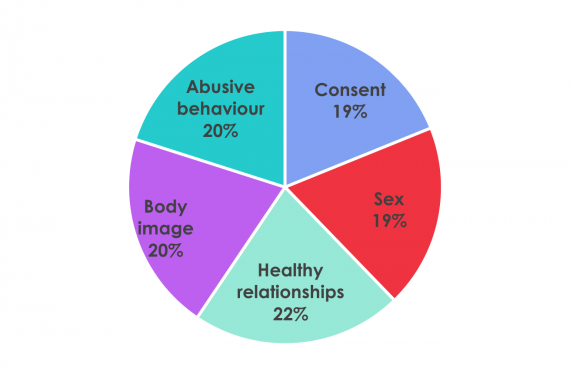 A pie chart showing which topics young people feel they need to know more about.
