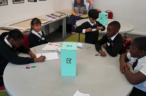Children take part in a VotesforSchools lesson