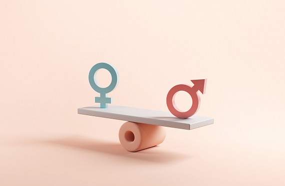 balance board of male and female symbols