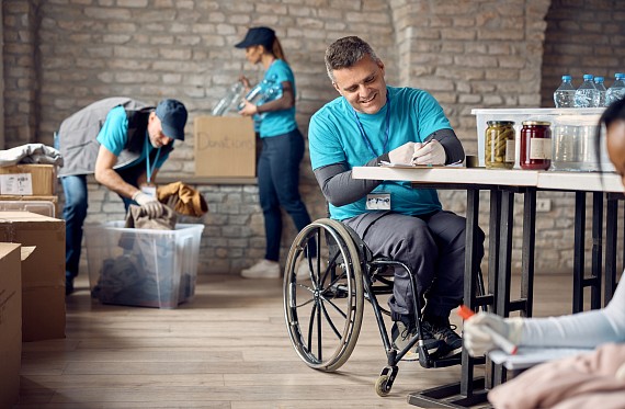 Volunteers at a food bank