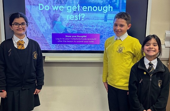 Pupils at Godolphin during a VotesforSchools lesson