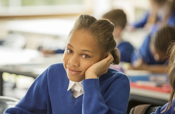 Young girl in class