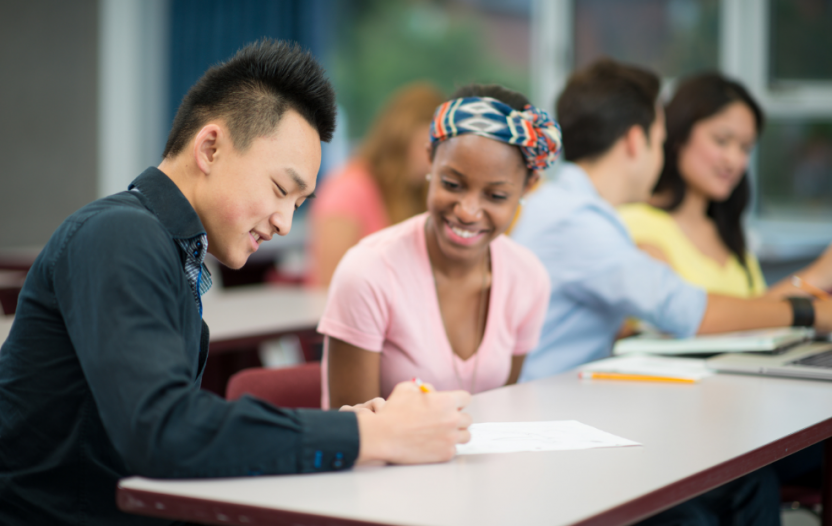 college aged students learning