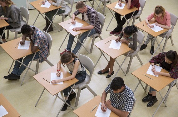 students in an exam hall