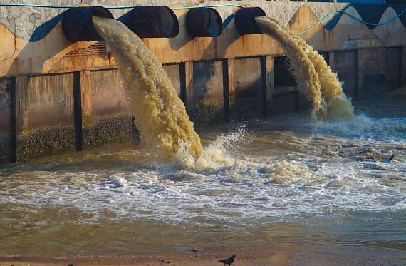 sewage being spilled into water