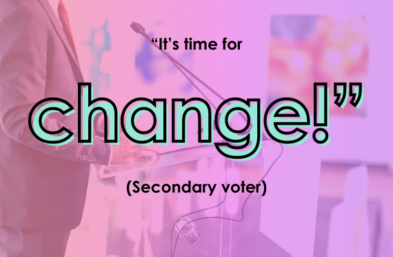 "It's time for change!" (Secondary voter)